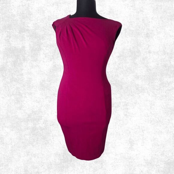 Cache Magenta Bodycon Sheath Dress Size 12 – Ruched Sleeveless Cocktail Party Dr - Picture 6 of 8